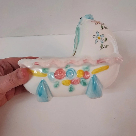 Vintage Neidco Japan Ceramic Baby Bassinet Planter - Picture 5 of 10